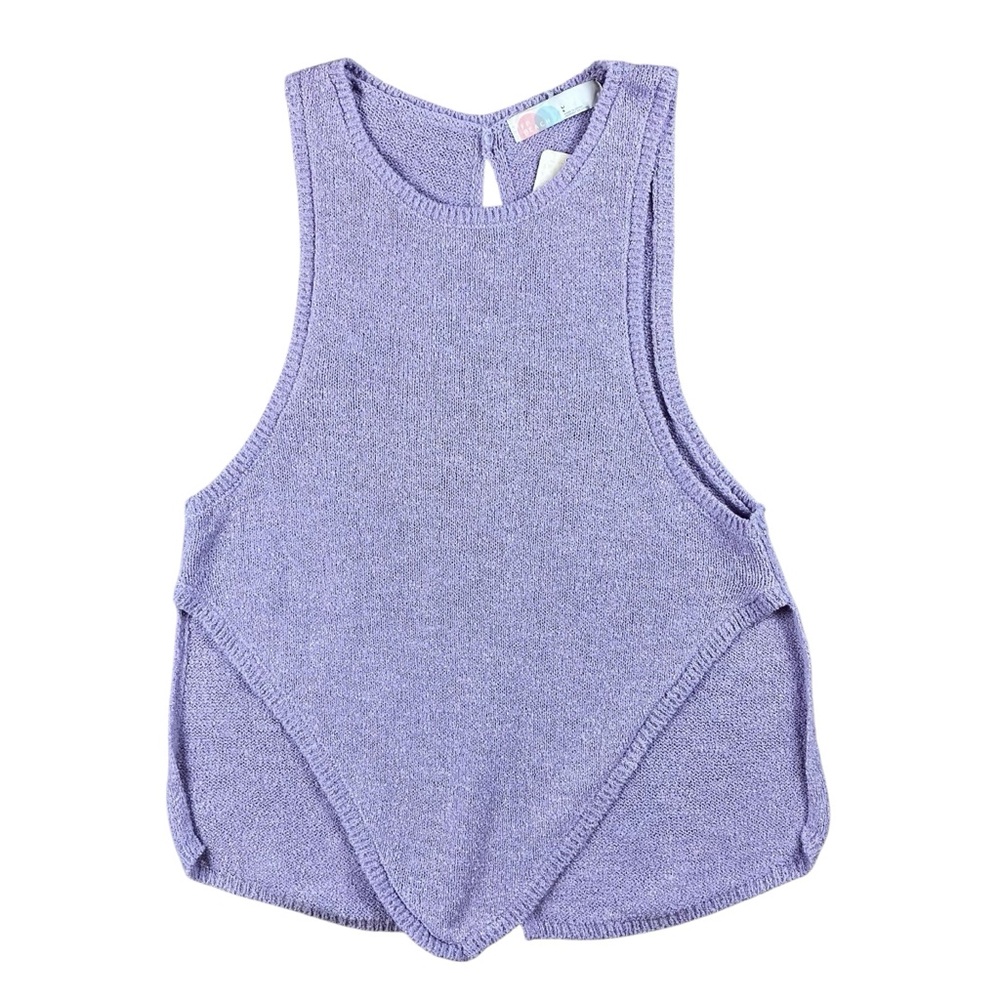 Free People Beach Over The Moon Knit Tank Women’s Large Lavender Peekaboo Back